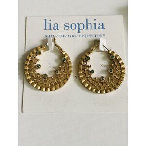 Lia Sophia Caipirinha Green Crystal/Gold Hoop Post Earrings